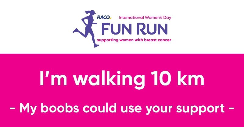 Facebook - I'm walking 10 km - My boobs could use your support