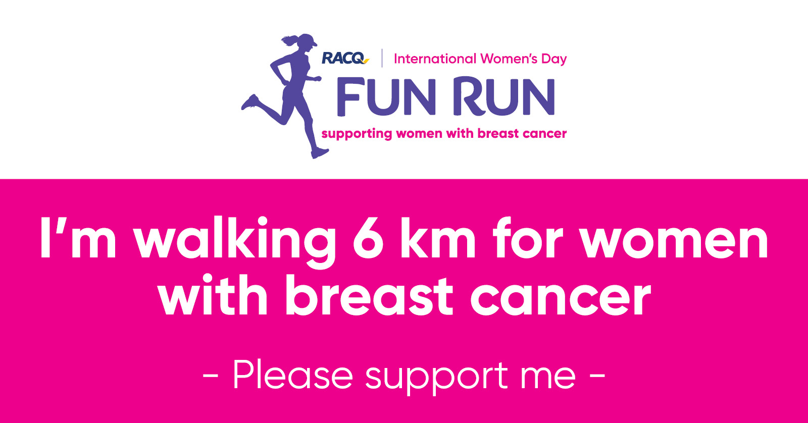 Facebook - I'm walking 6 km - please support