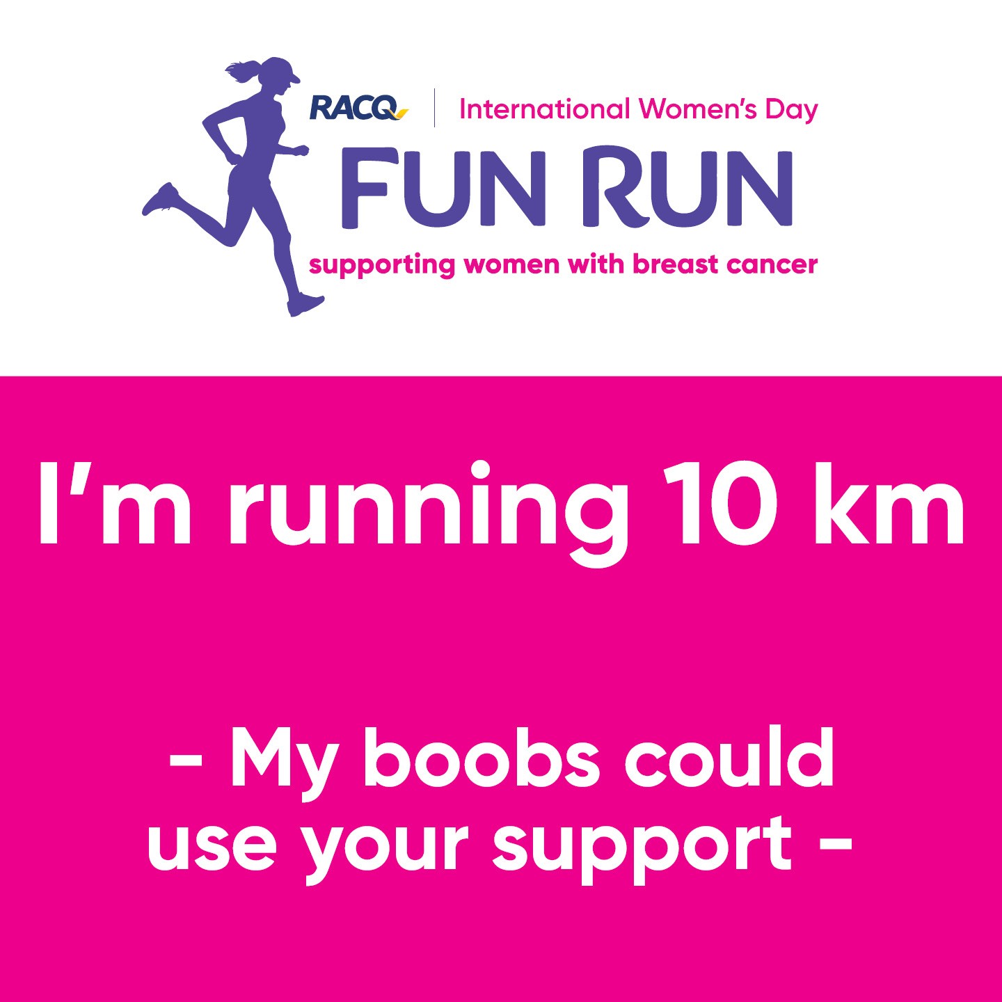 Instagram - I'm running 10 km - My boobs could use your support