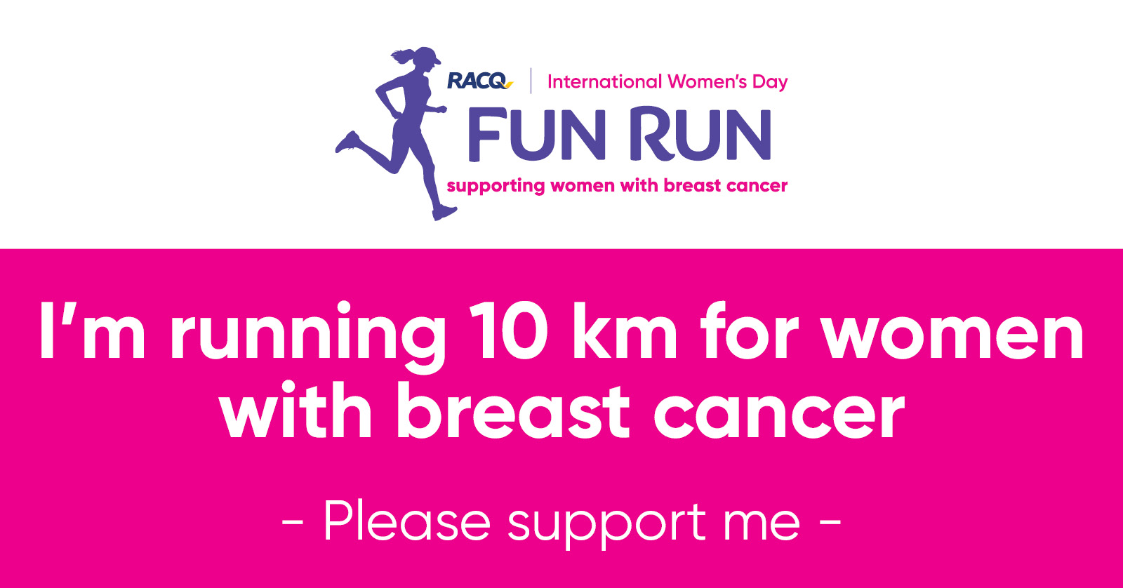 Facebook - I'm running 10 km - please support
