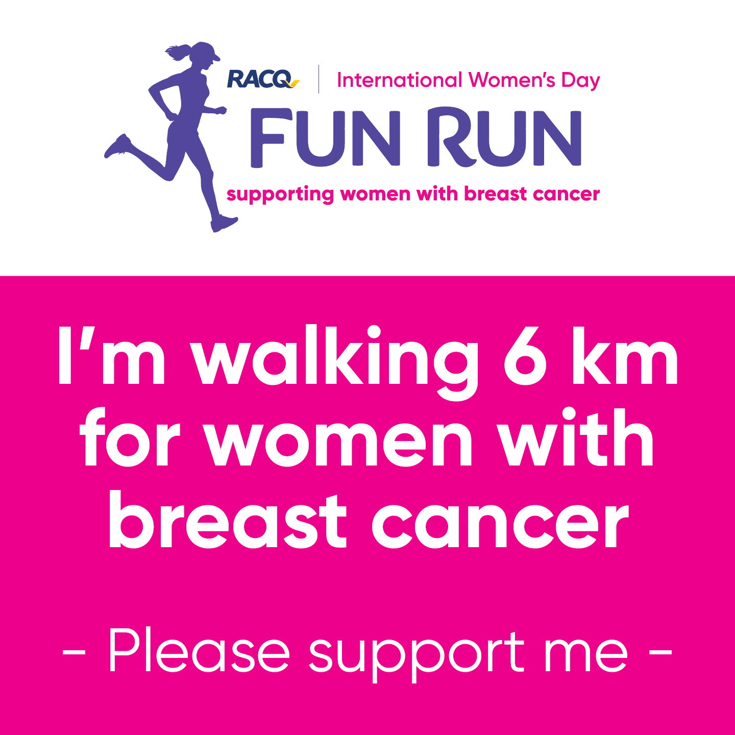 Instagram - I'm walking 6 km - please support