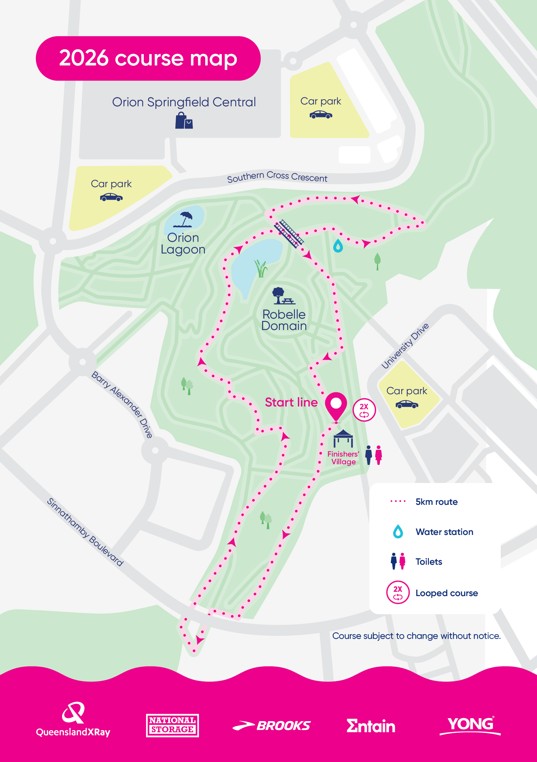 Brisbane Fun Run 5km course map
