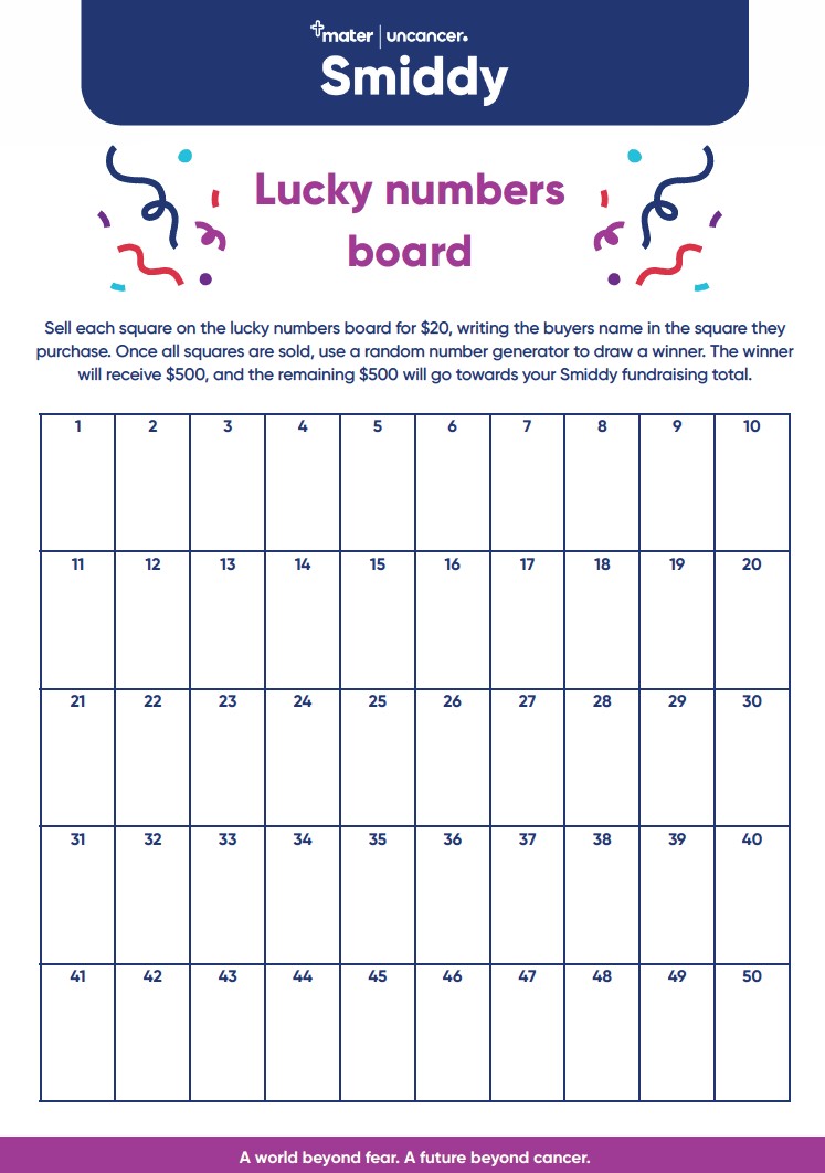 Smiddy - Lucky numbers board 1-50
