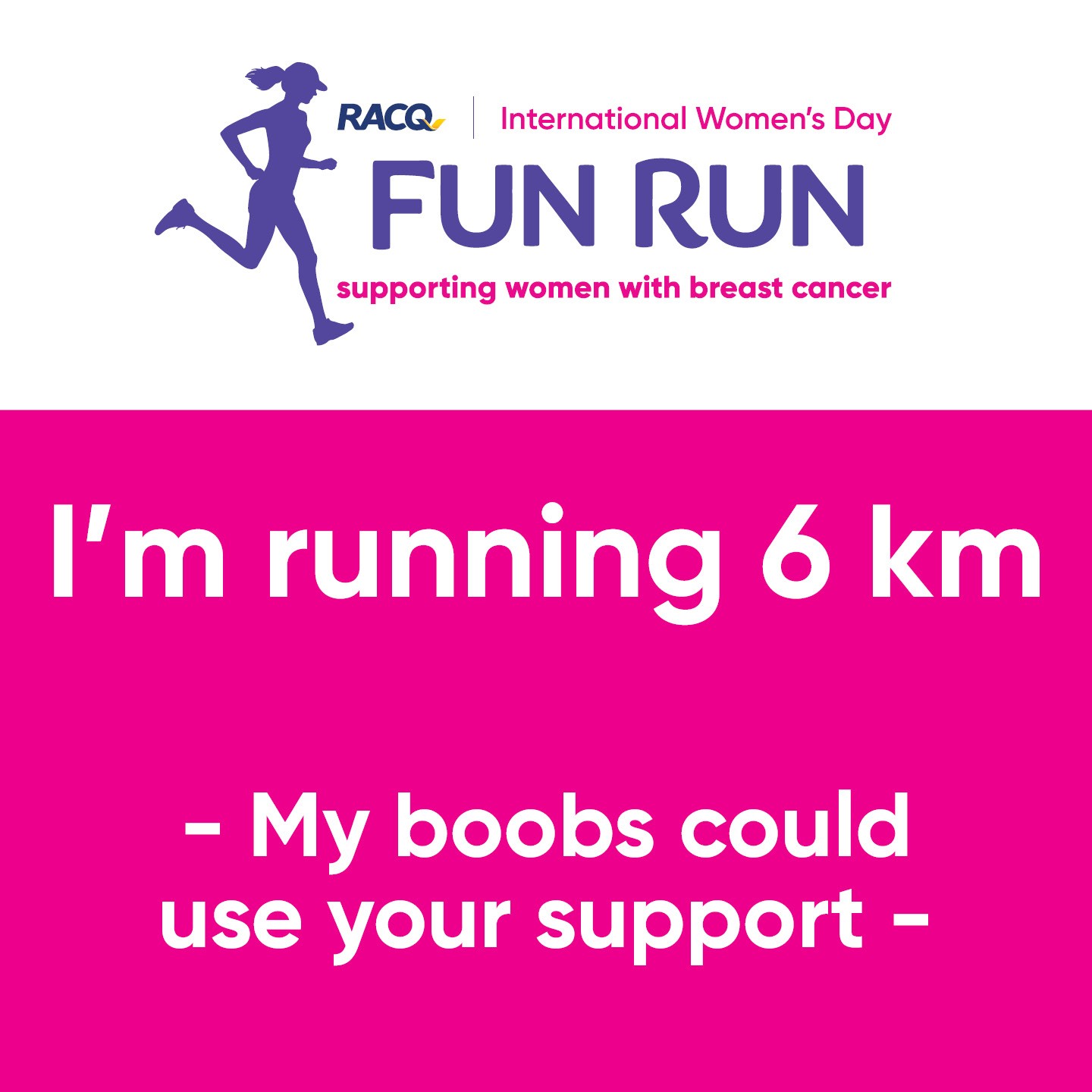 Instagram - I'm running 6 km - My boobs could use your support