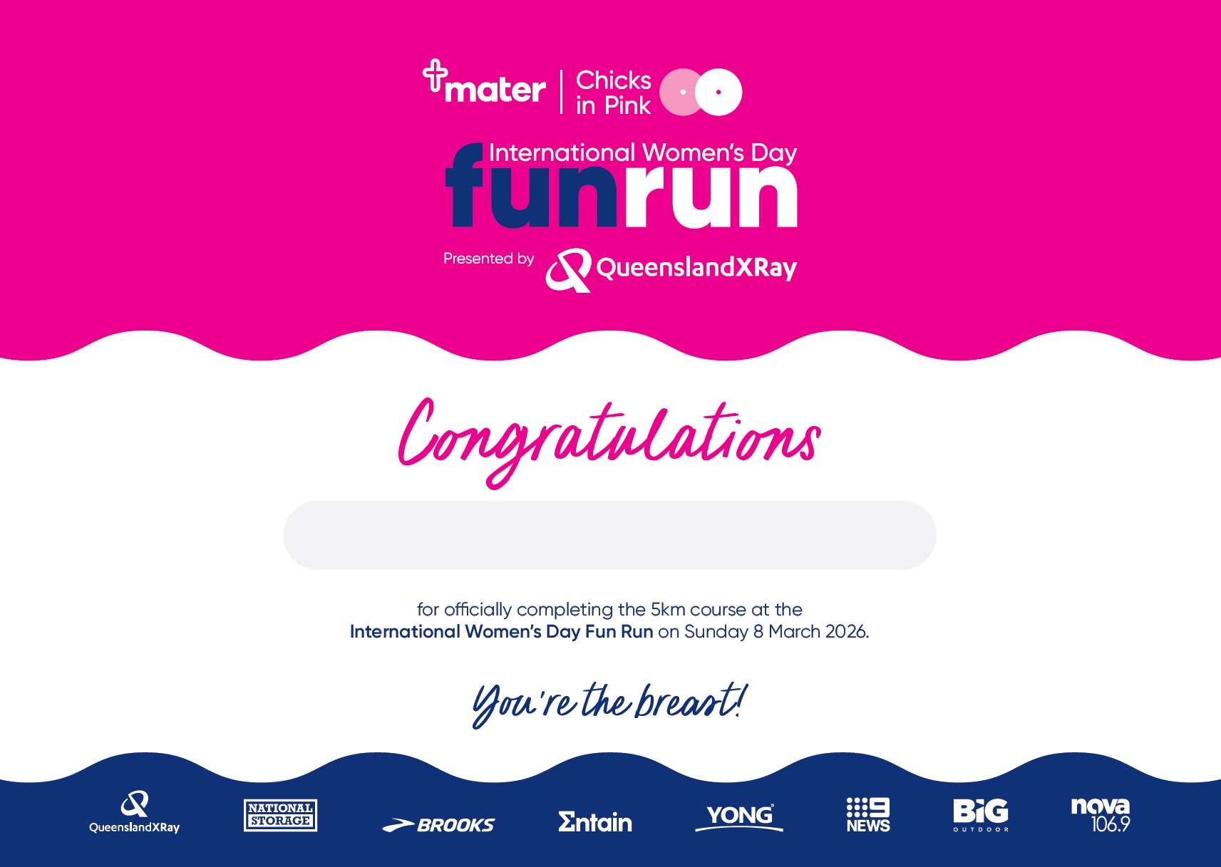 Fun Run - Finishers' certificate