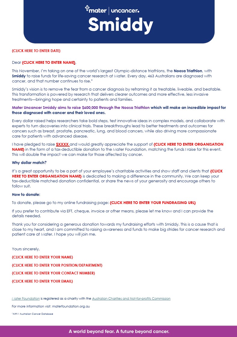 Noosa Tri with Smiddy - Corporate Matched Giving Template