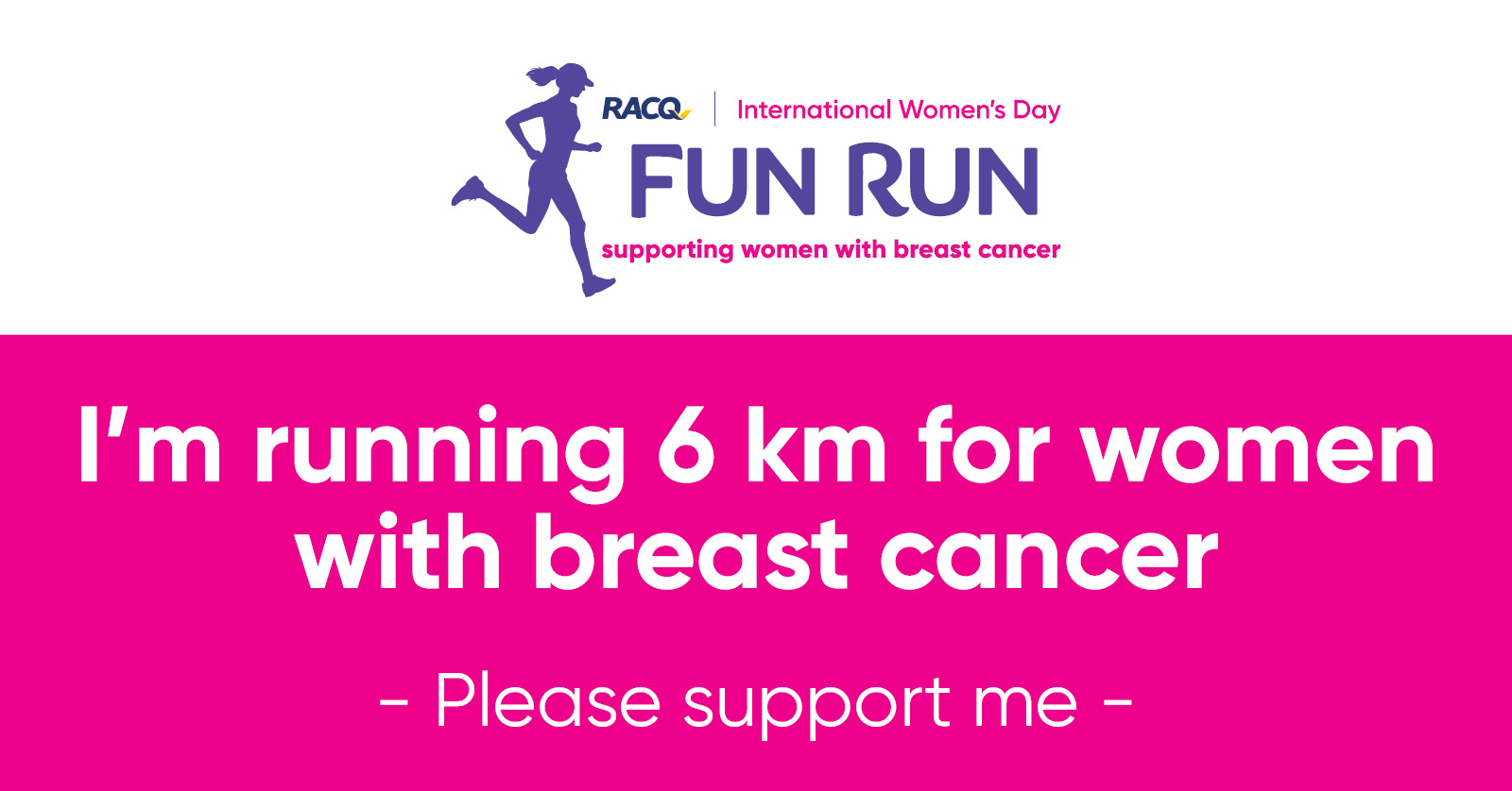 Facebook - I'm running 6 km - please support