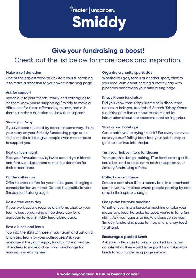 Smiddy - Fundraising ideas